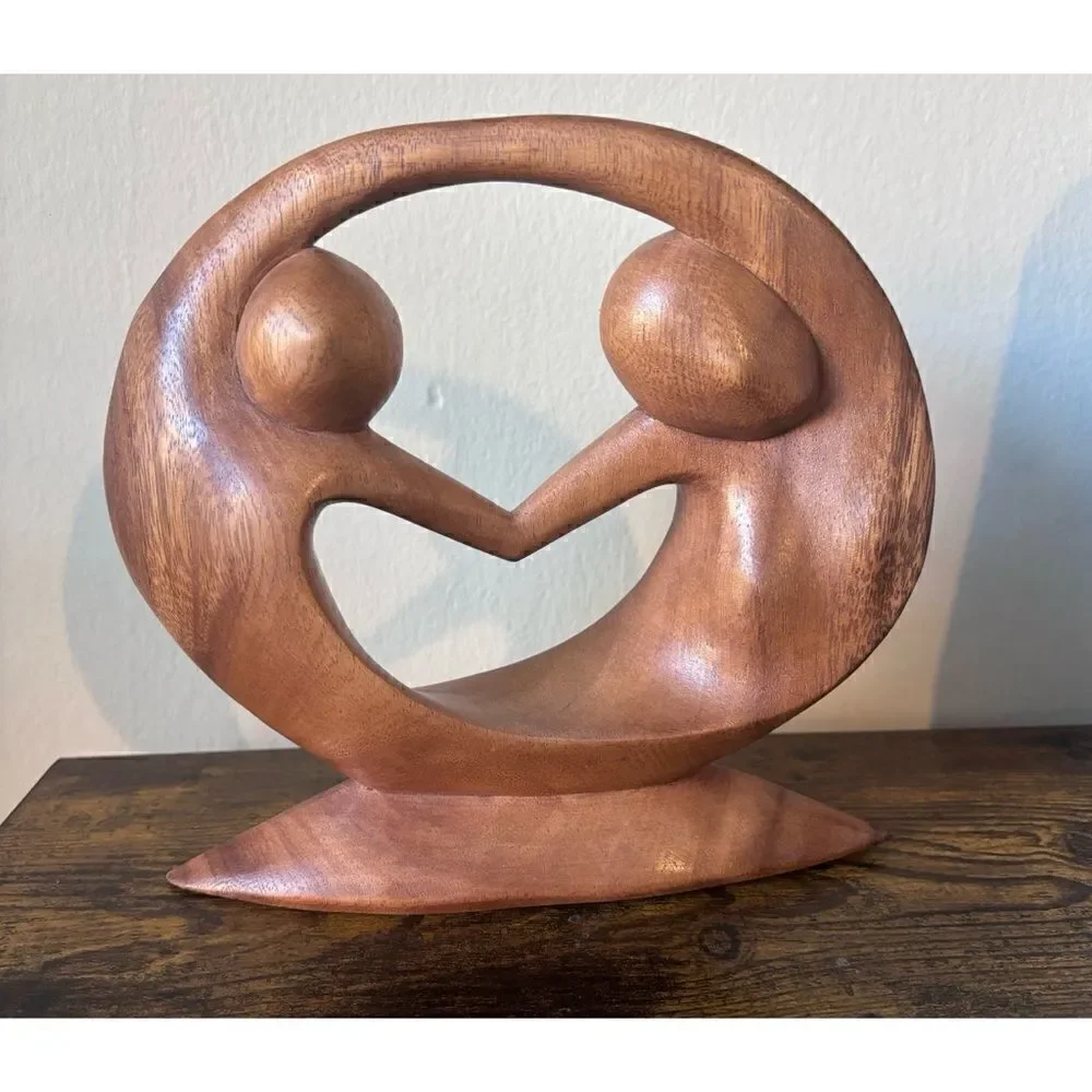 Vintage Hand Carved Suar Wood Sculpture, 